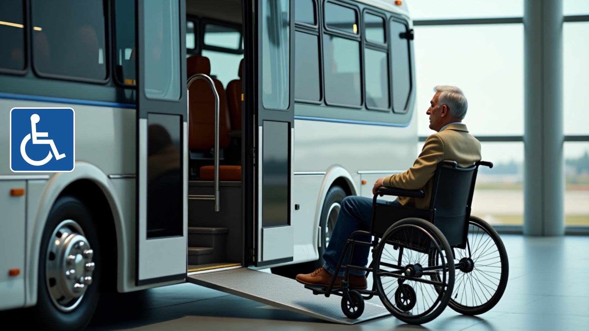 Shuttle bus at Gatwick Holiday Parking North with accessible entry
