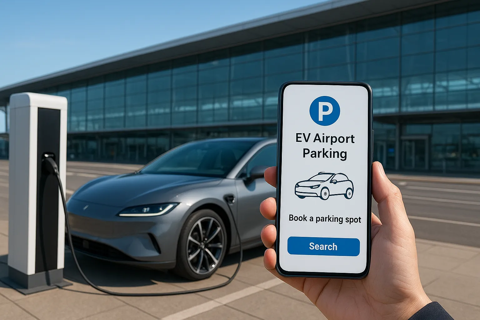 How to book EV charging airport parking online UK 2025

